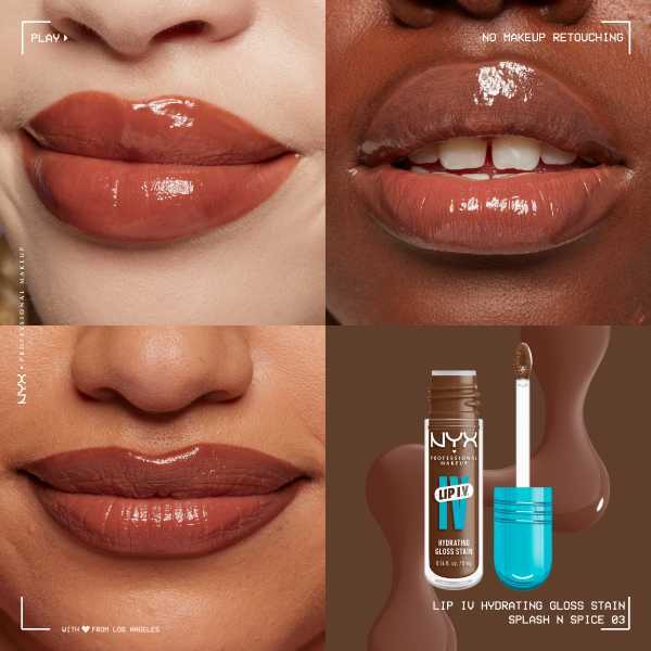 NYX Professional Makeup Lip IV Hydrating Gloss Stain Lip Gloss Splash N Spice 