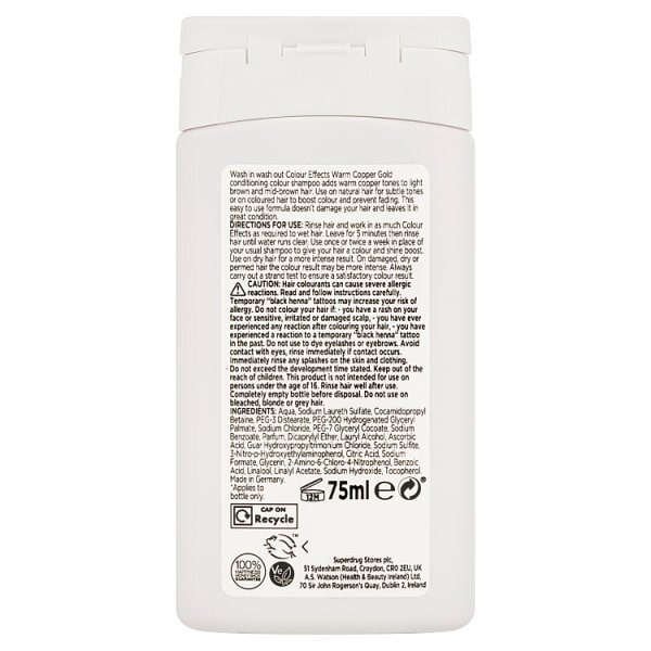 Superdrug Colour Effects Warm Copper Gold 7.34 Toner 75ml