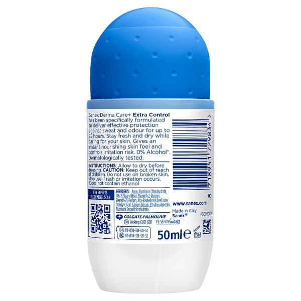Sanex Derma Care+ Extra Control 72Hr Antiperspirant 50Ml