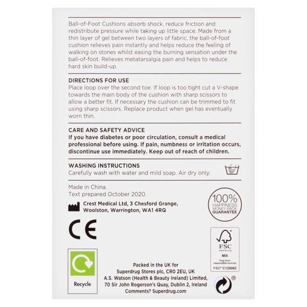 Superdrug Toe Loop Ball of Foot Cushion x2