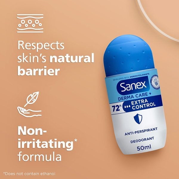 Sanex Derma Care+ Extra Control 72Hr Antiperspirant 50Ml