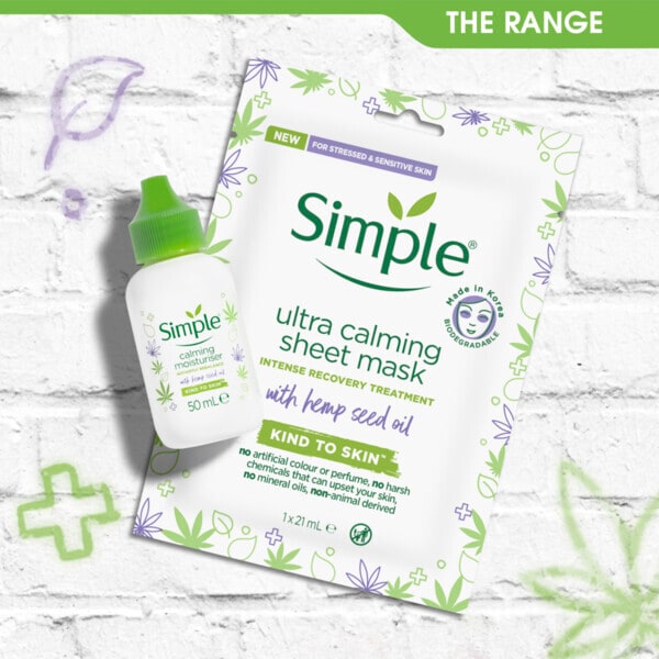 Simple Ultra Calming Hemp Biodegradable Sheet Mask 1Pc