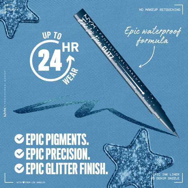 Nyx Professional Makeup Epic Ink Glitz Liner Denim Dazzle