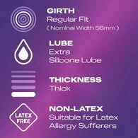 Durex Latex Free Condoms With Silicone Lube Regular Fit 12s