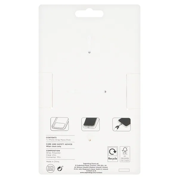 Superdrug Phone Strap Mono Print