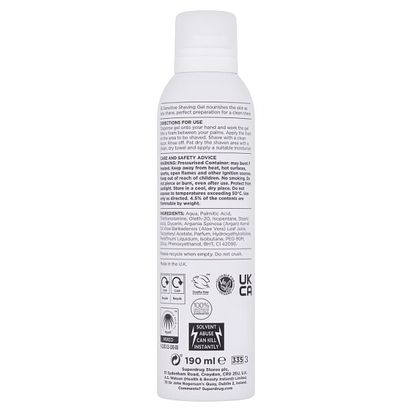 Superdrug B. Men Sensitive Shave Gel 190mlÿ