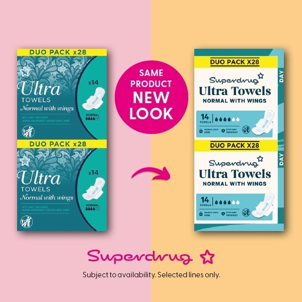 Superdrug Normal Ultra Towel Wings Duo x28