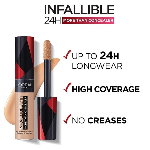 L'Oréal Paris Concealer, Full Coverage Makeup for Face, Infallible More Than Concealer, Natural Matte Finish, Up to 24 Hour Wear, for Dark Circles, Blemishes, Uneven Skin Tone, Shade 322 Ivory