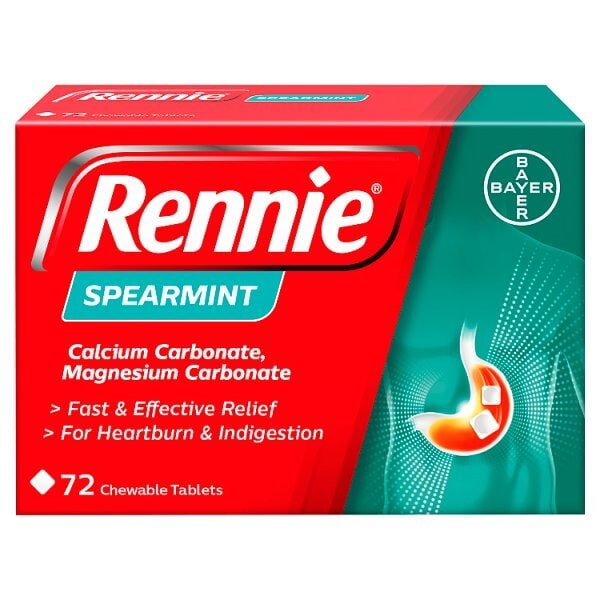 Rennie Spearmint Heartburn & Indigestion Relief 72 Tablets