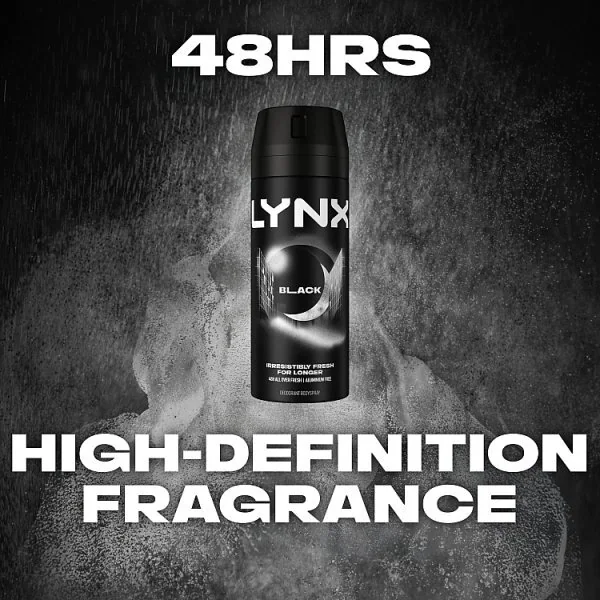Lynx 48 Hour Aerosol Bodyspray Deodorant Black 150ml
