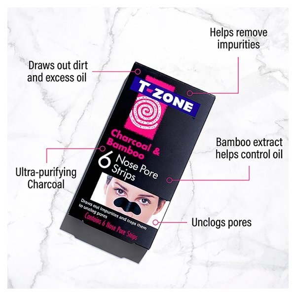 T-Zone Charcoal & Bamboo Nose Pore Strips 6s