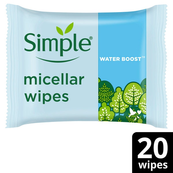 Simple Kind to Skin Water Boost Micellar Cleansing Wipes 20 wipes
