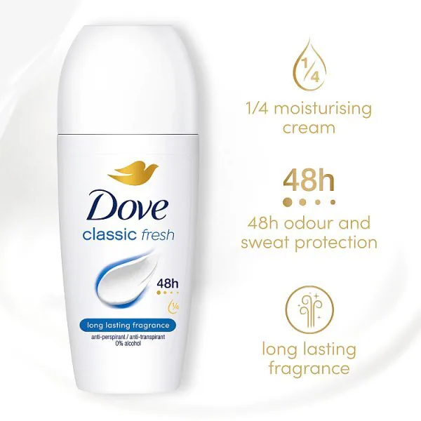Dove Women Antiperspirant Deodorant Roll on Classic 50ml