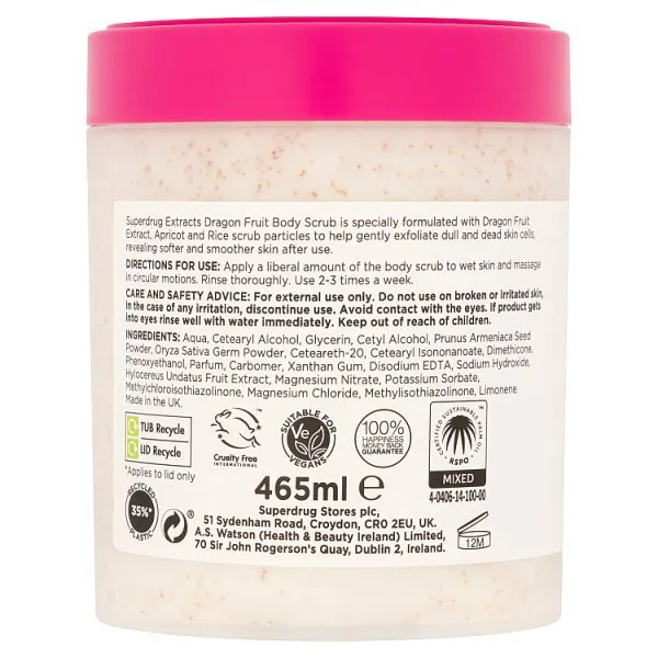 Superdrug Extracts Body Scrub Dragonfruit 465ml