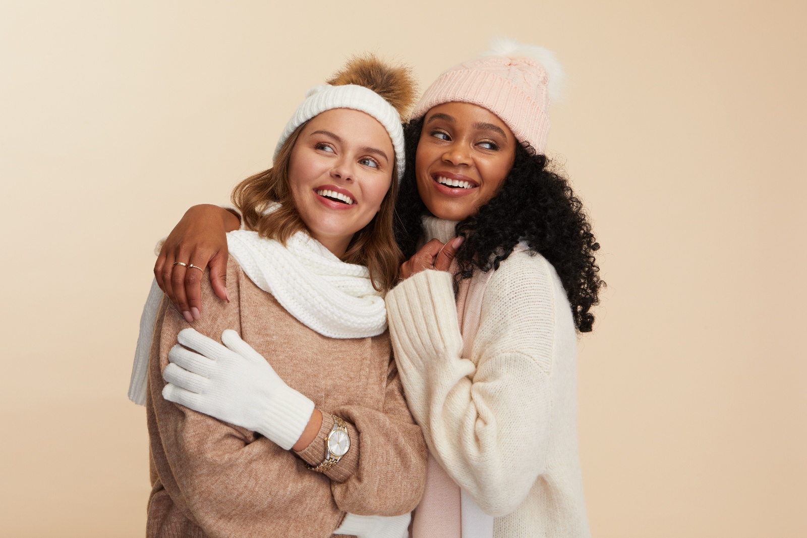 Female models wearing Christmas accessories